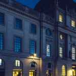 State Bank of India logo with SBI Funds Management Limited IPO concept showing stock market chart and offer for sale stake divestment graphic