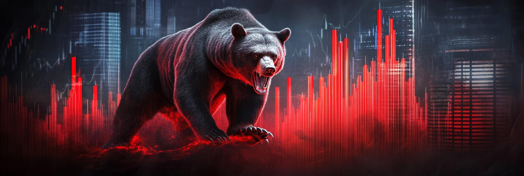 Stock market screen showing sharp fall in benchmark indices during heavy sell-off session