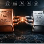 Graphic explaining how copper influences silver prices through byproduct production.