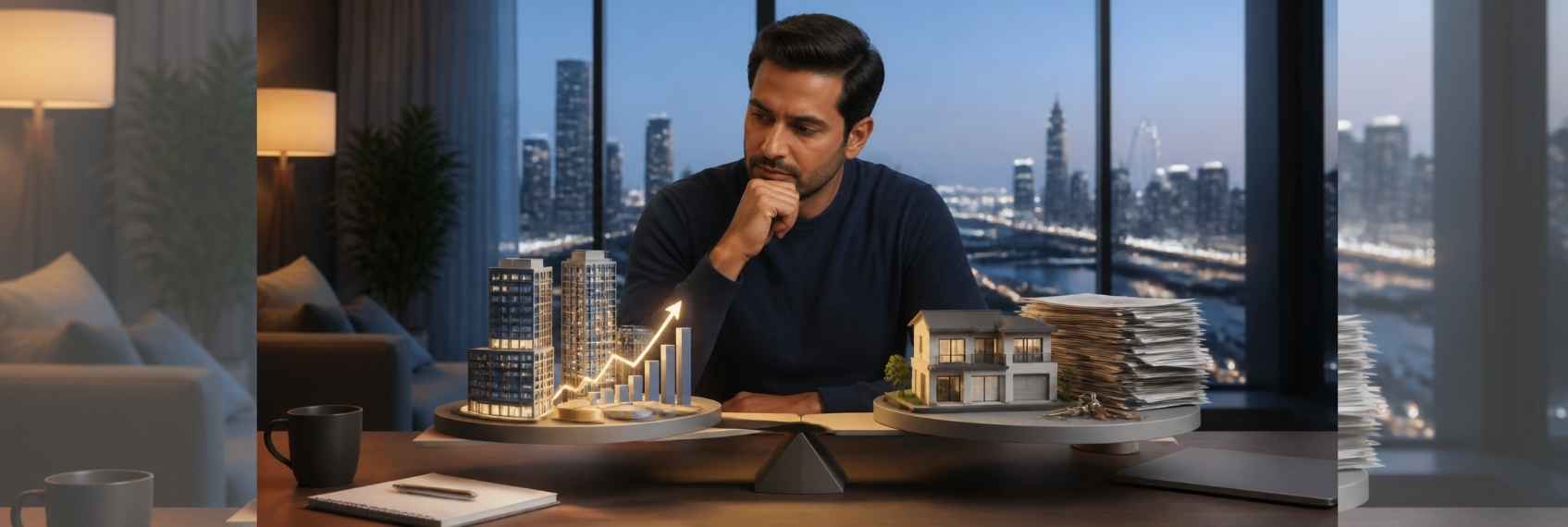 NRI investor comparing listed real estate trusts with physical property ownership.